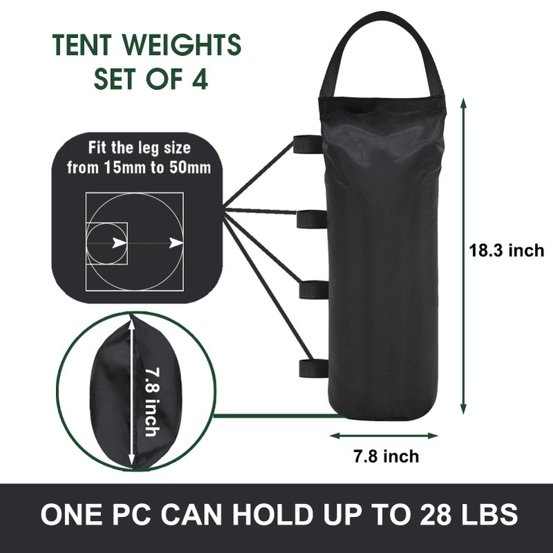 Eurmax USA Weight Capacity 112 LBS Extra Large Pop up Gazebos Weights Sand Bags for Pop up Canopy Tent Pergola Outdoor Instant Canopies, 4-Pack,Black (Without Sand) Dark Black - Image 2